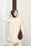 Hooded Detailed Pocketed 100% Cotton Linen Double Set - 7
