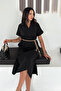 Aura Linen Women's Belted High Neck Midi Dress - 6