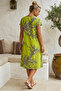 Pistachio Green V-Neck Short Sleeve Patterned Casual Viscose Woven Dress 113 64 - 8