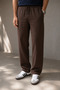 Men's Brown Linen Trousers with Waist Tie