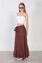 Women's Tie-Waist Shiny Voile Skirt - Bitter Brown - 2