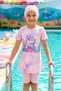 Uv Protection Short Sleeve Tights Children's Sea Pool Swimsuit 1911 Pink
