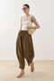 Striped Textured Barrel Trousers Khaki - 6