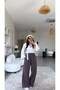 Brown Massi Original Wide-Leg Tencel Fabric Trousers - 2