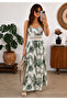 Women's Floral Patterned Single Jersey Fabric Strap Long Dress