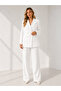 White Women's Pleated Detailed Blazer Jacket and Trousers Set – Stylish Office and Event Combination - 2
