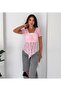Women's Lace Transparent Front Tie Drawstring Detailed V-Neck Short Sleeve Summer Blouse - 3