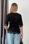 Women's Crew Neck Skirted Lace Detailed T-Shirt Black - 26Y 26988 - 5