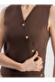 Women's Gold Buttoned Mercerized Knitwear Vest - 2