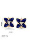 Navy Blue Pearlescent Violet Steel Earrings - Tarnish-Resistant Gold Design - Comes with Special Gift Box - 6