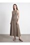 90591 100% Lyocell Halter Neck Dress-Brown