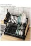 2 Tier Foldable Dish Drying Rack with Utensil Holder & Cutting Board Holder & Drainboard Tray - 3