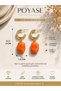 Colorful Natural-Looking Stone Detailed Gold C Hoop Earrings Suitable for Daily and Special Occasion Combinations Women's Earrings - 2