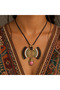 Bohemian Xanthea Natural Stone Detailed Spiral Design Handmade Rope Necklace