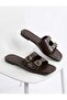 Women's Thin Heeled Jurdan Sole Double Buckle Slippers-Brown - 3