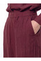 Two Mt Shop Quality Lcw Modest Burgundy Crinkle Plain Loose & Wide Leg Women's Trousers - 3