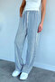 Navy Blue Women's Waterway Patterned Elastic Waist Trousers - 3