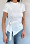 Cream Women's Blouse with Buckle Side Tie - 3
