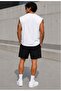 Men's Printed Sleeveless Sports T-Shirt Black Combed Cotton Shorts 2-Piece Set - 2