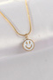 316L Steel Chain Gold Color Marble Patterned Minimal Smile Necklace