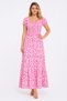 Women's Large Size Pink, Gipe Elastic, Knitted Viscose Fabric, Short Sleeve, Long Dress 65N39580 - 6