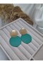 Matte Green Geometric Circle Earrings - 3