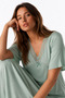 Bamboo Viscose Fabric V Lace Collar Detailed Flared Dress - 2