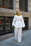 Women's Shirt and Elastic Waist Tie-Up Set White - 2
