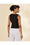 Women Black Rib Sleeveless T-Shirt - 3
