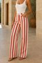 Women's High Waist Striped Wide Leg Jean Trousers Red-White - 2
