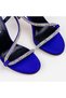 Women's Cobalt Blue Stone Striped Asymmetrical Strappy Thin High Heeled Evening Dress Sandals - 2