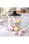 وعاء زجاجي لحفظ المنظفات سعة 1.8 لتر - لون كهرماني، حاوية تخزين بغطاء "BATH BOMBS"، حاوية لمنظفات الغسيل - 3