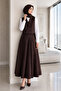 Women's Brown Double-Breasted Vest Skirt Double Hijab Set