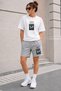 Unisex Oversize Printed T-Shirt Gray Shorts 2-Piece Set Cotton Comfortable Cut Casual Sports Combination Kelebek - 2