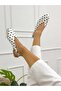 White Satin (Lorey) Black Polka Dot Buckle Detail Women's Ballerinas - 2