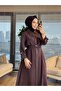 12667 فستان بجيب واحد وسحاب أمامي باللون البني - 2