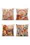 Bohemian Colorful Rainbow Patterned 4-Piece Throw Pillow Cover Set - 3