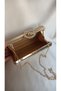 Women's Metallic Gold Stone Ring Cover Special Design Evening Dress Event Wedding Portfolio Bag - 4