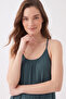 Women's Drawstring Detailed Low-Cut Strappy Midi Dress - 6