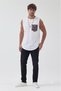 Zero Sleeve Wide Neckline Bohemian Pocket T-Shirt Oval Cut - 4
