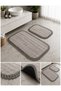 Plush Bath Mat Set of 2 Premium Non-Slip Base 110X70 & 70X55 Gray - 7