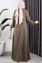 Button Detailed Belted Dress Khaki - 4