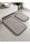 Plush Bath Mat Set of 2 Premium Non-Slip Base 110X70 & 70X55 Gray