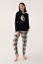 Cute Penguins Navy Blue Women's Long Sleeve Pajamas Set - 2