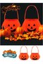 (eb16x2)2PCS Halloween Pumpkin Bag 3D Non Woven Candy Tote Bag Halloween Pumpkin Handbag Makeup Clothing Props - 3