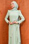 Mint Green Waist Detailed Stoned Evening Dress - 2