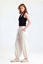 Cream Linen Pleated Shalwar Cut Trousers - 3