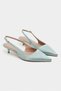 Rovia Turquoise Satin Pointed Toe Thin Heeled Women's Shoes - 4