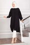Self Sequined Lace-Up Long Shirt Tunic Black - 4