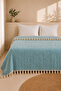 Cotton Multi-Purpose Pique 220X240 Double Bedspread Sofa Cover Tv Shawl with Tassels - 4